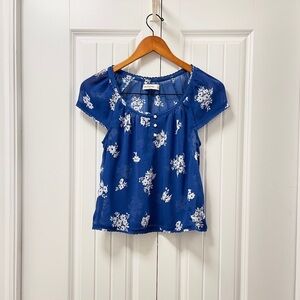 Abercrombie Blue Floral Blouse - XL Youth
